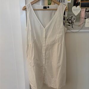 GAP Cream Cotton Sleeveless Button-Down Dress